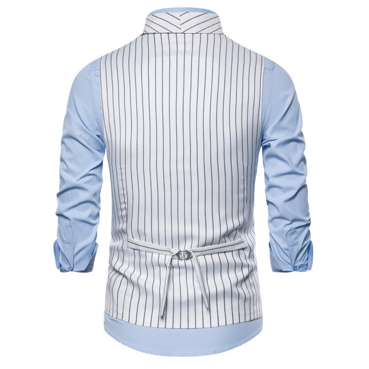 Men's Slim Fit Striped Formal Dress Waistcoat - image 9