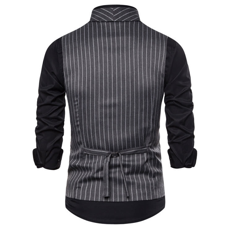 Men's Slim Fit Striped Formal Dress Waistcoat - image 6