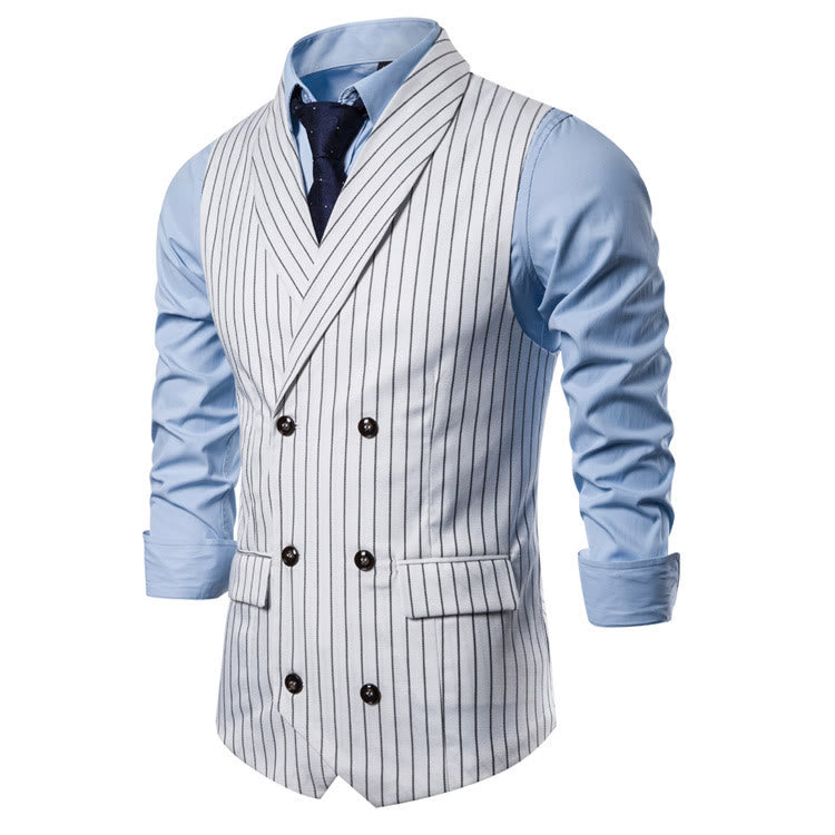 Men's Slim Fit Striped Formal Dress Waistcoat - image 8