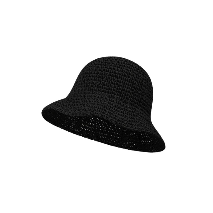 Women's Breathable Crochet Knit Casual Daily Summer Straw Hat - Black - Adjustable (About 21 1/4"-22 7/8") - image 6