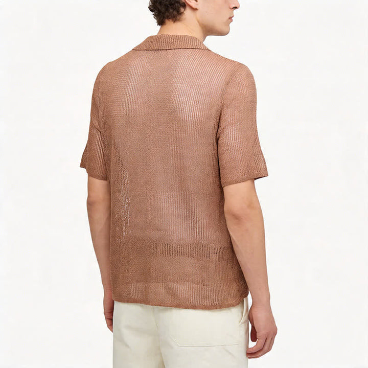 Men's Relaxed Openwork Mesh Knitted Shirt - image 2