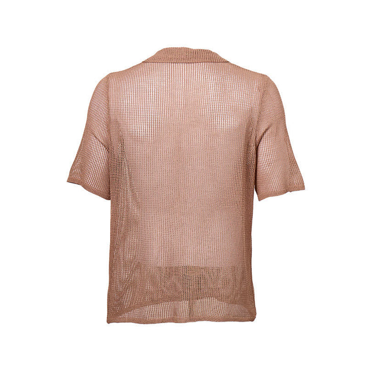 Men's Relaxed Openwork Mesh Knitted Shirt - image 8