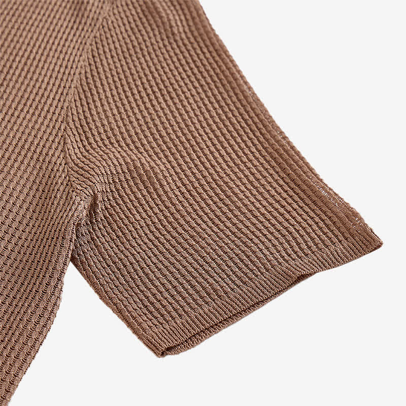 Men's Relaxed Openwork Mesh Knitted Shirt - image 6