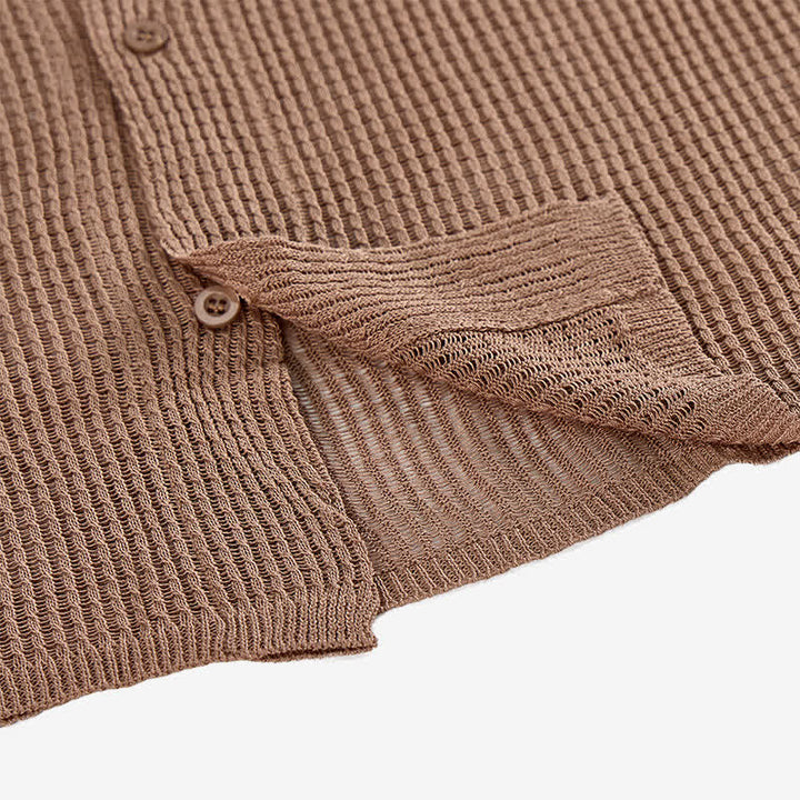 Men's Relaxed Openwork Mesh Knitted Shirt - image 5
