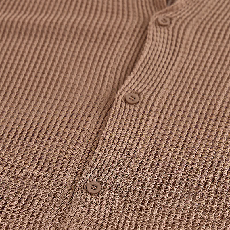 Men's Relaxed Openwork Mesh Knitted Shirt - image 4