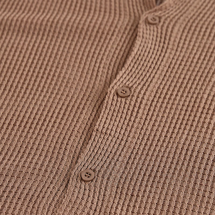 Men's Relaxed Openwork Mesh Knitted Shirt - image 4