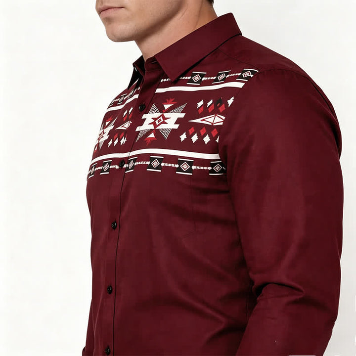 Men's Southwestern Aztec Print Button-Down Shirt - image 3