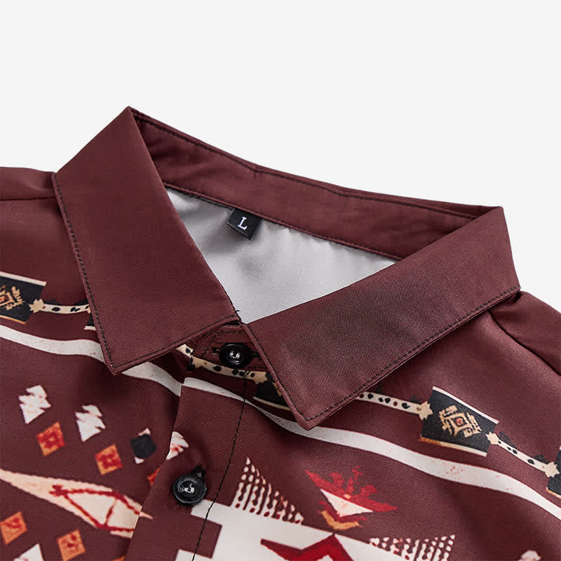 Men's Southwestern Aztec Print Button-Down Shirt - image 4