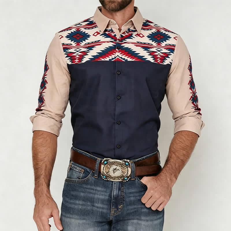 Men's Rugged Spirit Southwestern Aztec Print Western Shirt - image 1