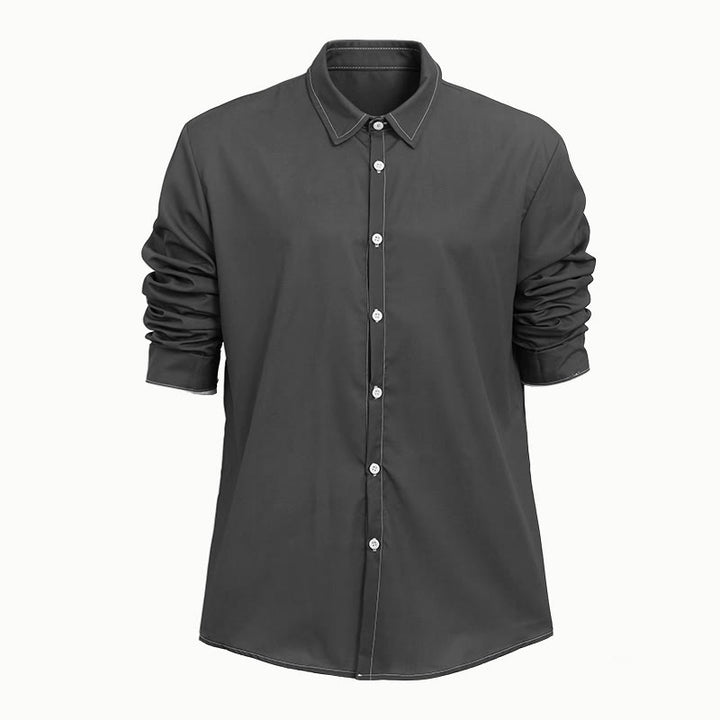 Men's Retro Style Long Sleeve Sophisticated Shirt - Dark Grey - 6XL - image 21