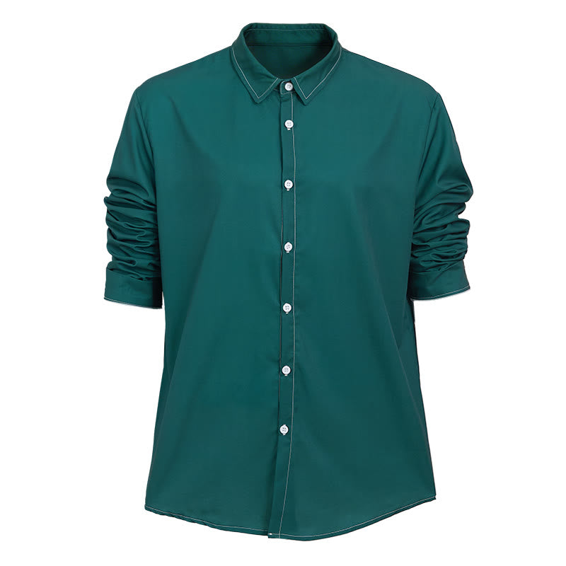 Men's Retro Style Long Sleeve Sophisticated Shirt - Dark Green - 6XL - image 17
