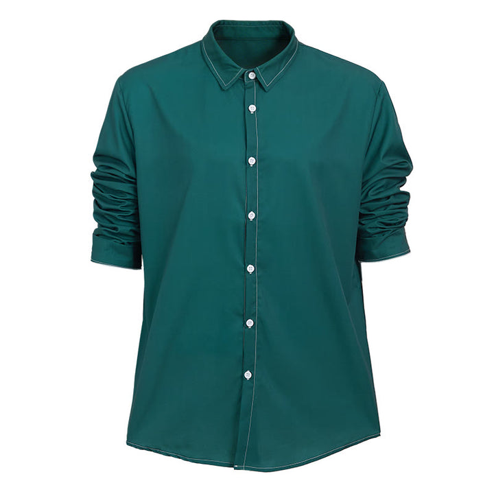 Men's Retro Style Long Sleeve Sophisticated Shirt - Dark Green - 6XL - image 17