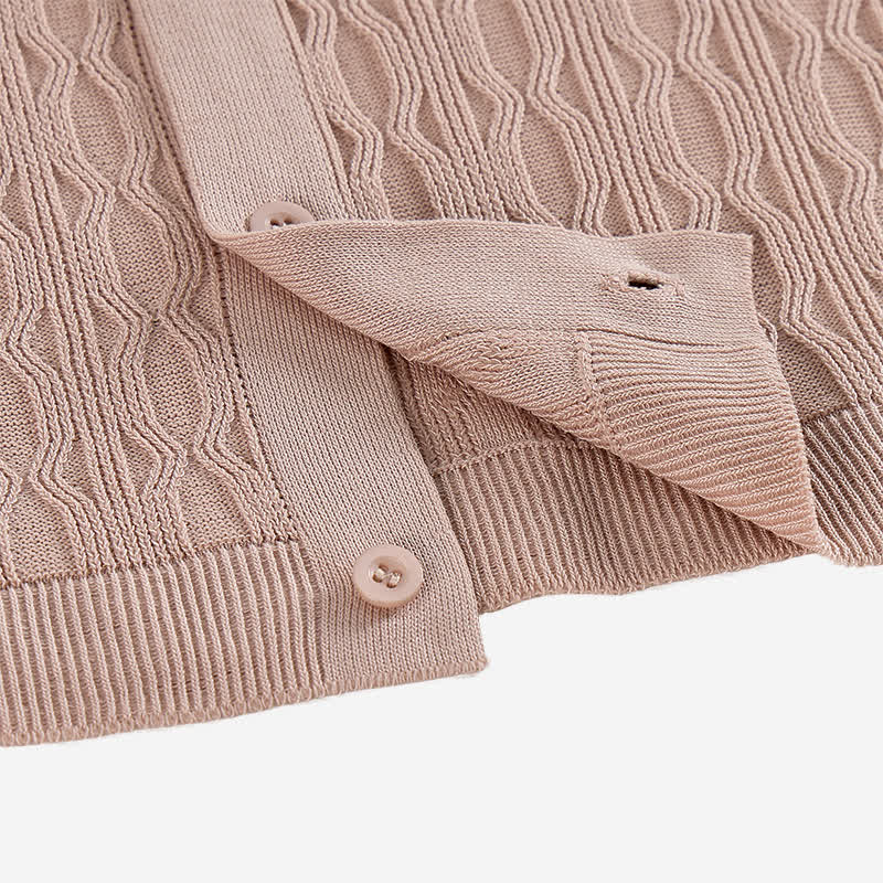 Men's Short Sleeve Button-Up Textured Knitted Shirt - image 7