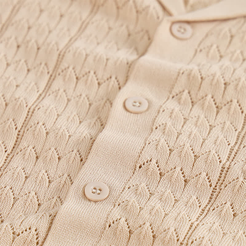 Men's Solid Color Cuban Collar Knitted Shirt - image 8