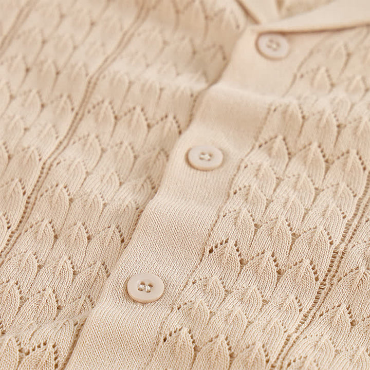 Men's Solid Color Cuban Collar Knitted Shirt - image 8