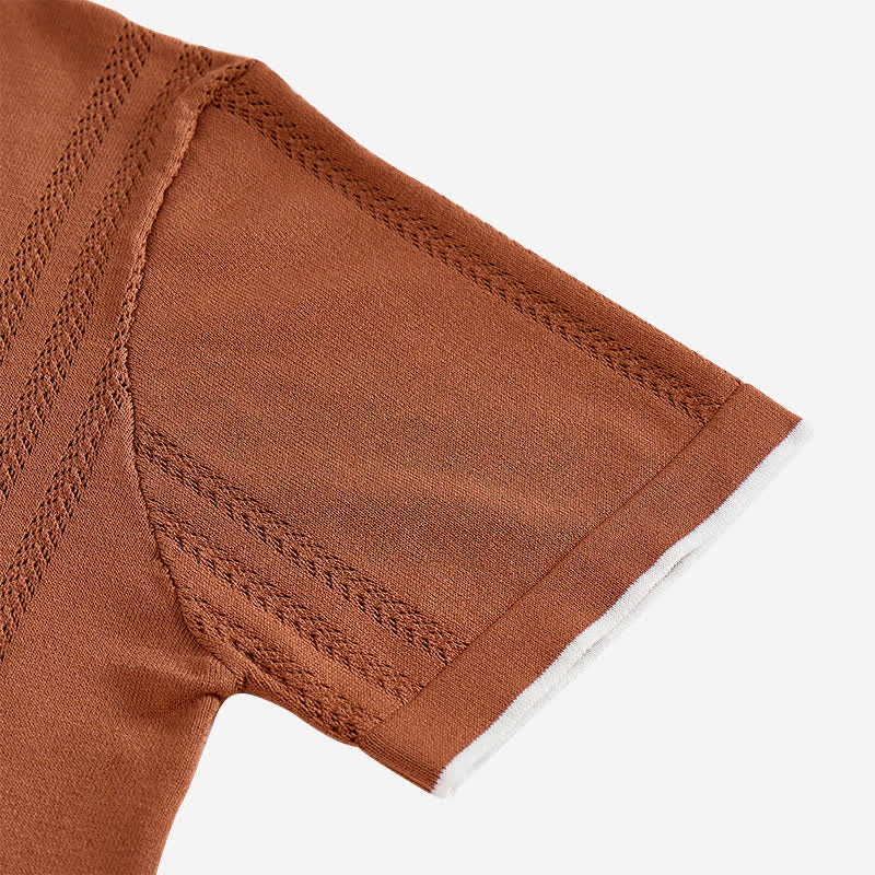 Men's Casual Summer Knitted Shirt With Contrast Trim - image 9