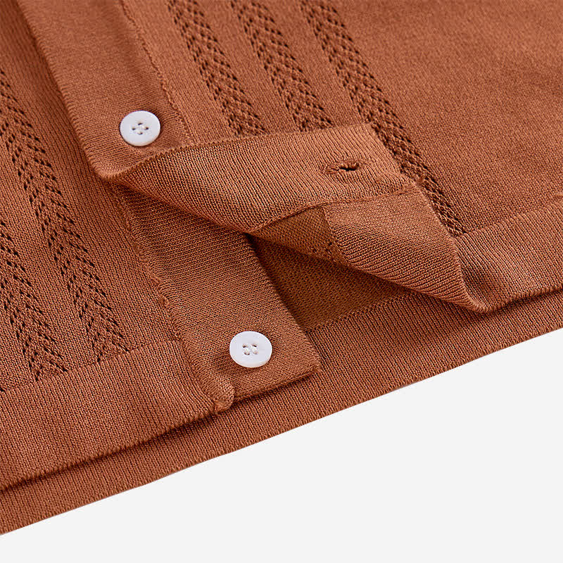 Men's Casual Summer Knitted Shirt With Contrast Trim - image 8