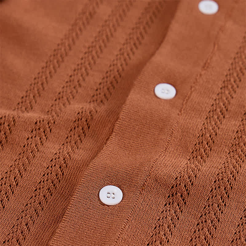 Men's Casual Summer Knitted Shirt With Contrast Trim - image 7