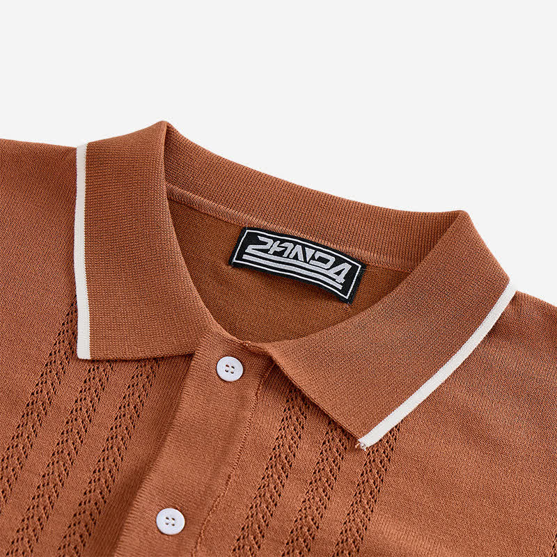 Men's Casual Summer Knitted Shirt With Contrast Trim - image 6