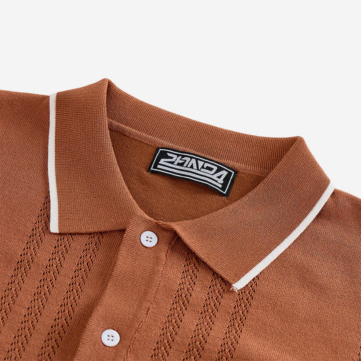 Men's Casual Summer Knitted Shirt With Contrast Trim - image 6