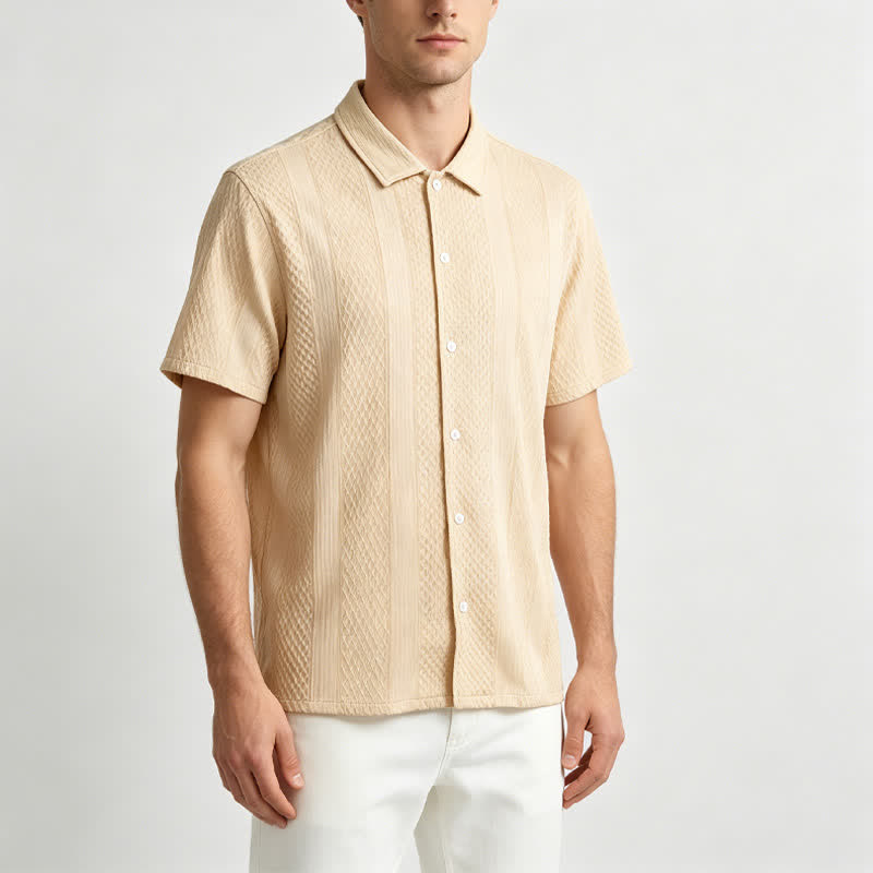Men's Retro Street Vertical Diamond Pattern Knitted Shirt - image 1