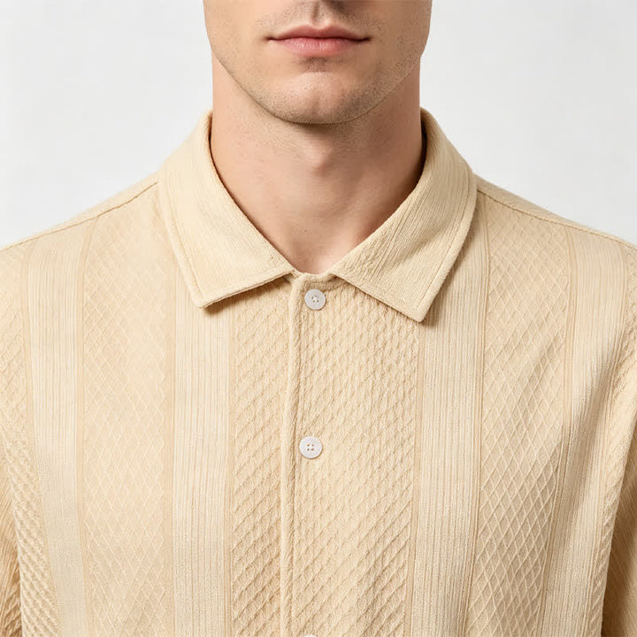 Men's Retro Street Vertical Diamond Pattern Knitted Shirt - image 3