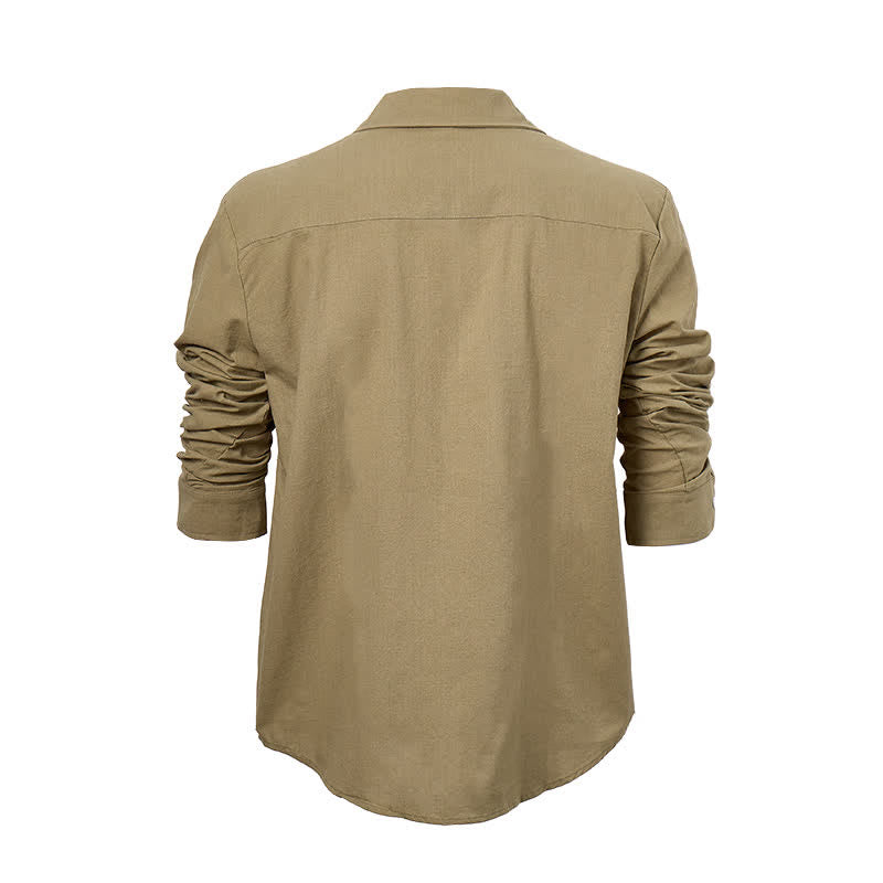 Men's Vintage Lace-Up Linen Shirt - image 10