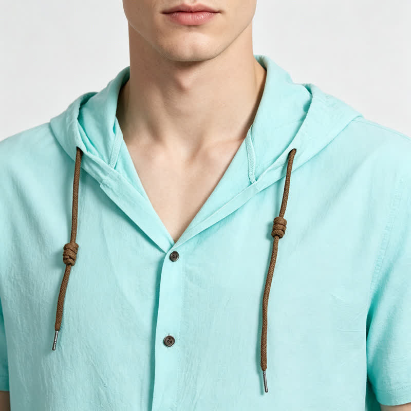 Men's Casual Hooded Lightweight Thin Linen Shirt - image 3