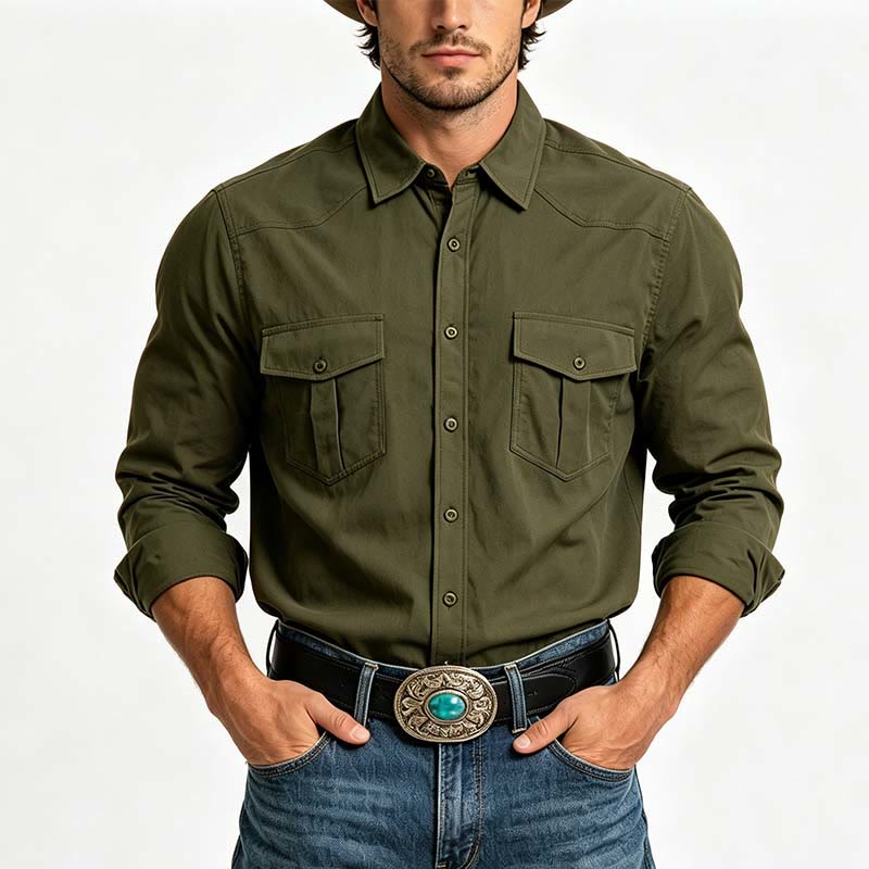 Men's Outdoor Double Pocket Workwear Long Sleeve Shirt - image 1