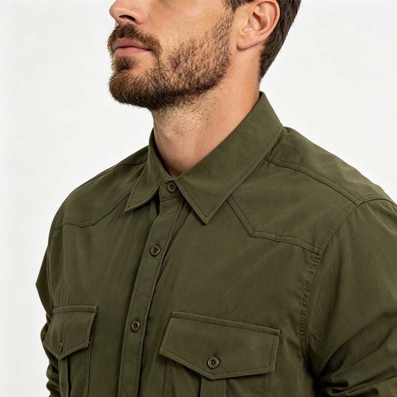 Men's Outdoor Double Pocket Workwear Long Sleeve Shirt - image 3