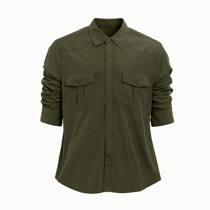 Men's Outdoor Double Pocket Workwear Long Sleeve Shirt - image 4