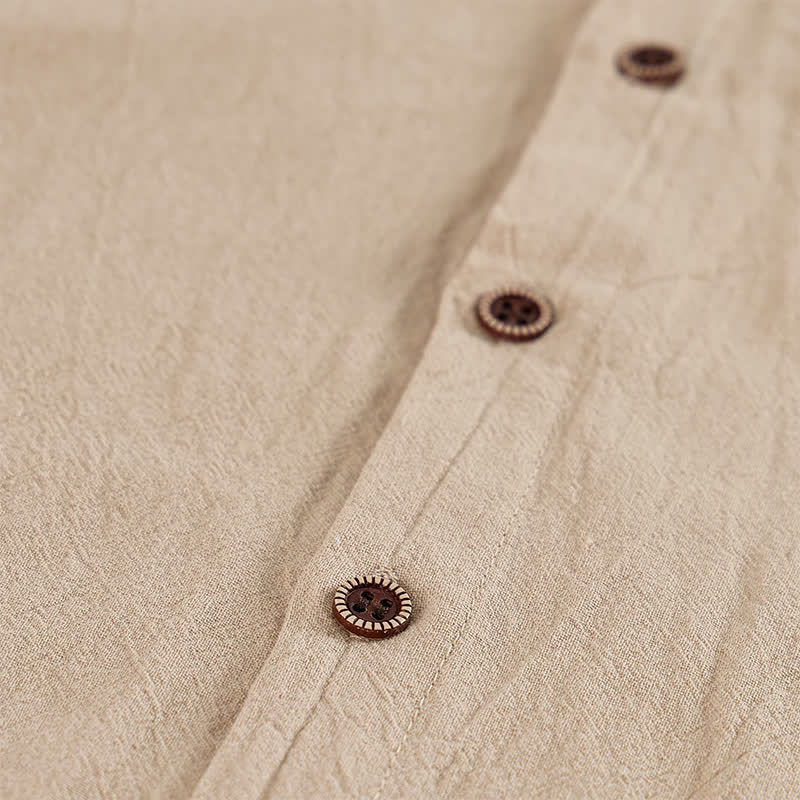Men's Hooded Linen Shirt With Ethnic Tribal Pocket Detail - image 8