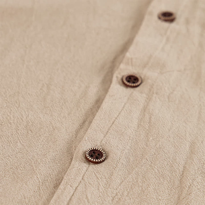 Men's Hooded Linen Shirt With Ethnic Tribal Pocket Detail - image 8