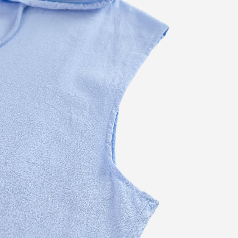 Men's Sleeveless Hooded Vacation Vest Linen Shirt - image 9
