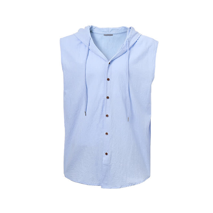 Men's Sleeveless Hooded Vacation Vest Linen Shirt - image 10
