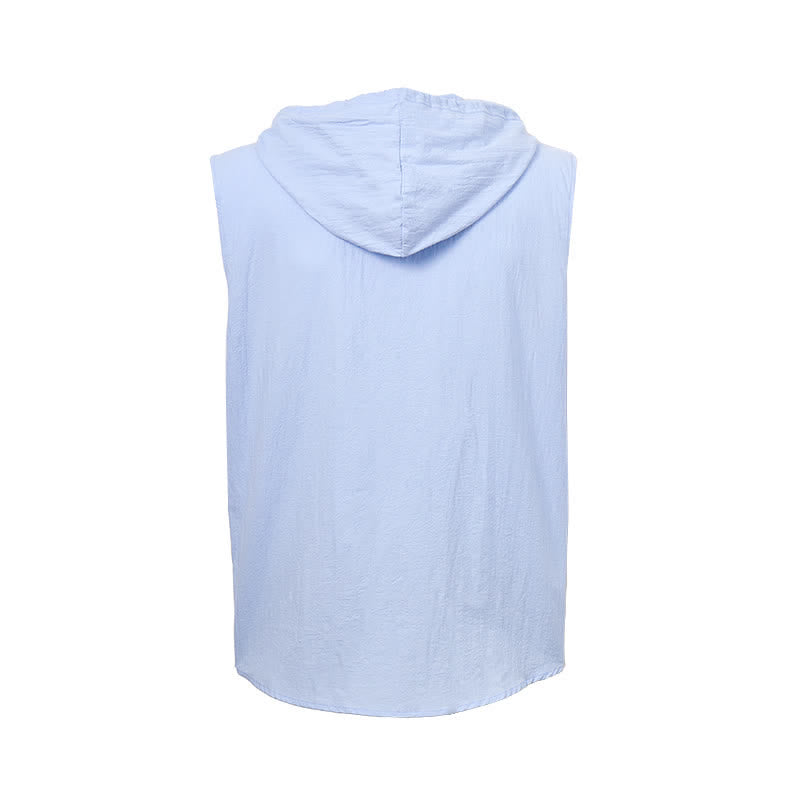 Men's Sleeveless Hooded Vacation Vest Linen Shirt - image 11