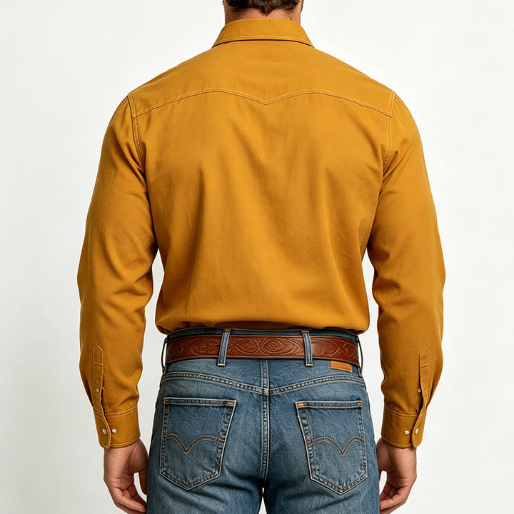 Men's Retro Western Casual Button-Down Long Sleeve Shirt - image 2