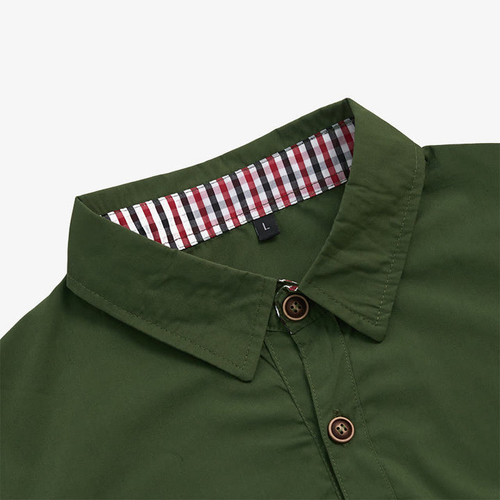 Men's Casual Plaid Trim Chest Pocket Short Sleeve Shirt - image 15