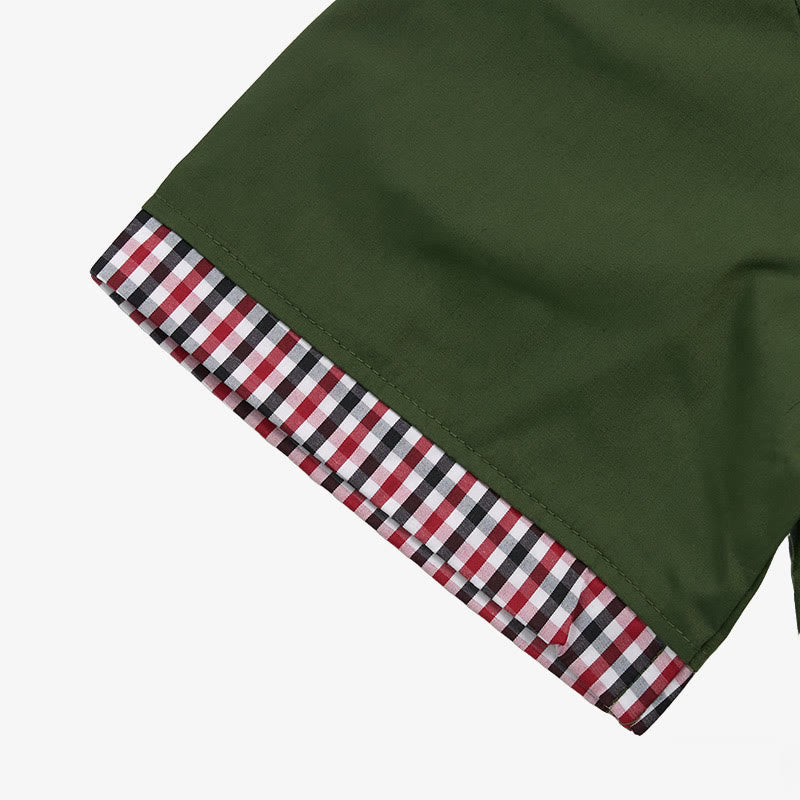 Men's Casual Plaid Trim Chest Pocket Short Sleeve Shirt - image 14