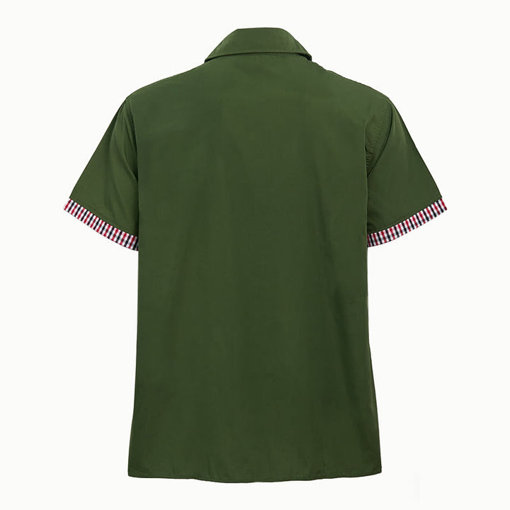 Men's Casual Plaid Trim Chest Pocket Short Sleeve Shirt - image 11