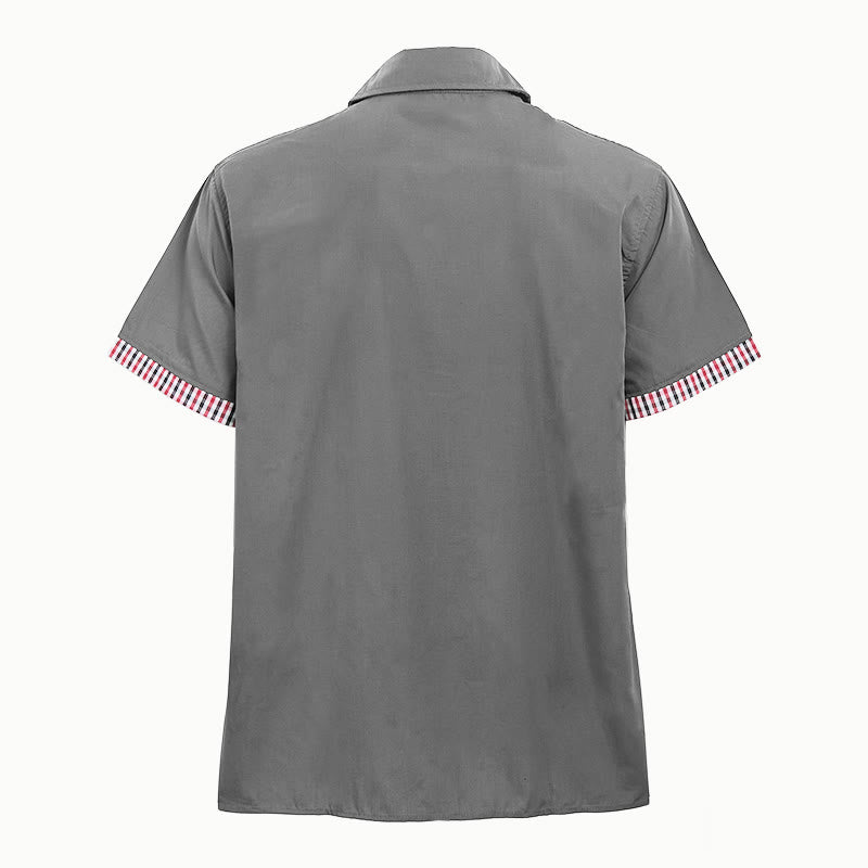 Men's Casual Plaid Trim Chest Pocket Short Sleeve Shirt - image 17