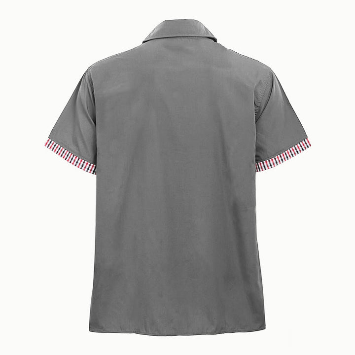Men's Casual Plaid Trim Chest Pocket Short Sleeve Shirt - image 17