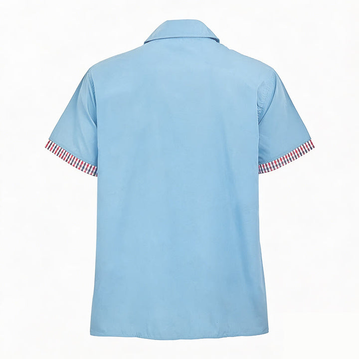 Men's Casual Plaid Trim Chest Pocket Short Sleeve Shirt - image 9
