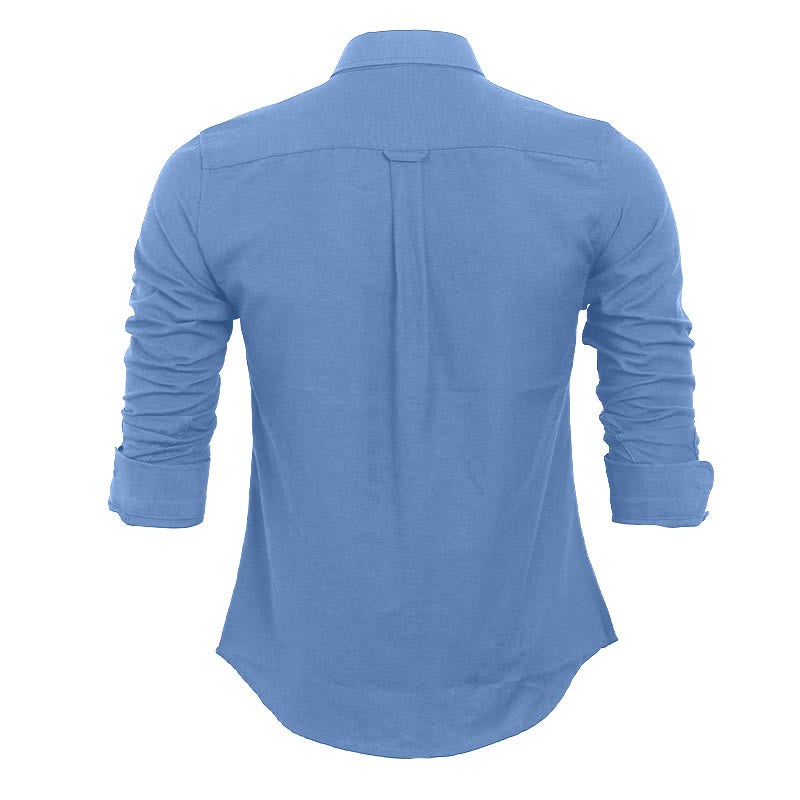 Men's Casual Loose Long Sleeve Solid Button Shirt - image 17