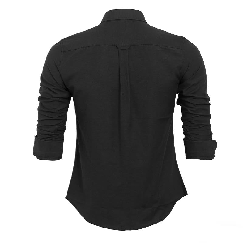 Men's Casual Loose Long Sleeve Solid Button Shirt - image 5