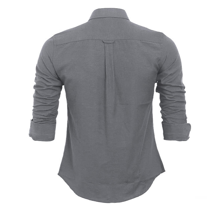 Men's Casual Loose Long Sleeve Solid Button Shirt - image 13