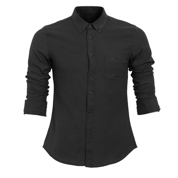 Men's Casual Loose Long Sleeve Solid Button Shirt - image 4