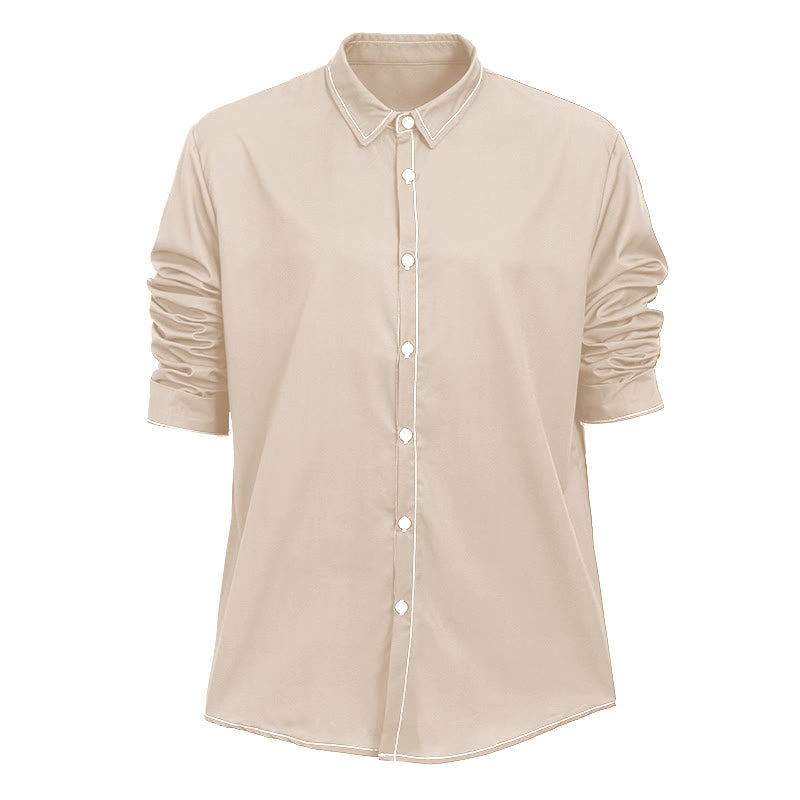 Men's Retro Style Long Sleeve Sophisticated Shirt - Apricot - 6XL - image 19