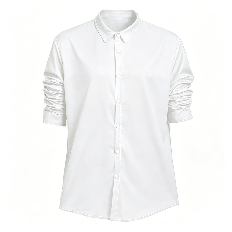 Men's Retro Style Long Sleeve Sophisticated Shirt - White - 6XL - image 23