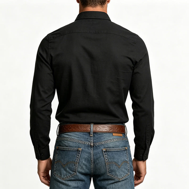 Men's Casual Loose Long Sleeve Solid Button Shirt - image 2